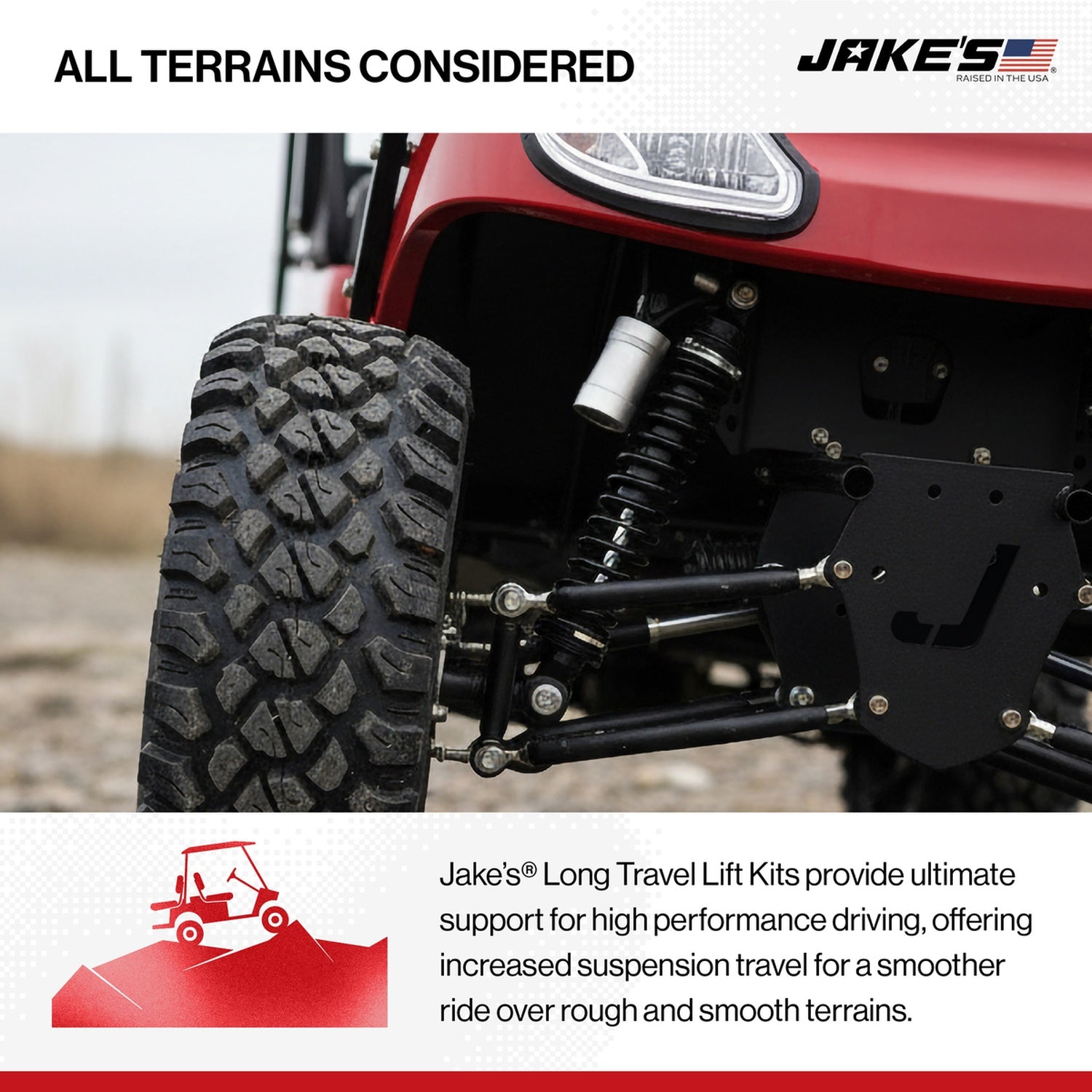 Jake's Yamaha Drive2 Gas Models with Independent Rear Suspension Long Travel Kit (Years 2017-Up)