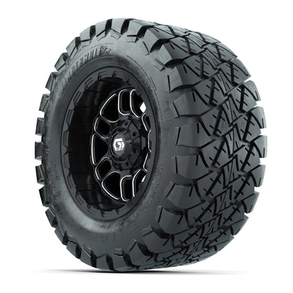 GTW® Titan Black/Machined 12 in Wheels with 22X10-12 Timberwolf All-Terrain Tires – Full Set