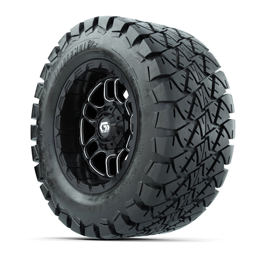GTW® Titan Black/Machined 12 in Wheels with 22X10-12 Timberwolf All-Terrain Tires – Full Set
