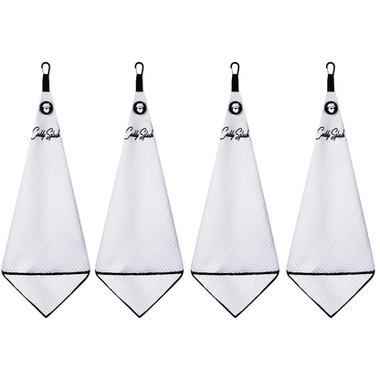 Magnetic Golf Towel with Ball Pocket - White