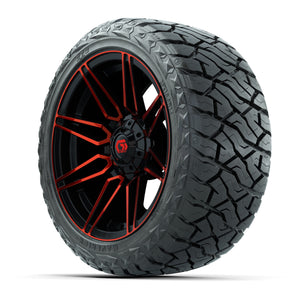 GTW Stealth Gloss Black/Red 14 in Wheels with 23x10.00-R14 M - 3/4 view