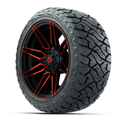 GTW Stealth Gloss Black/Red 14 in Wheels with 23x10.00-R14 M - 3/4 view