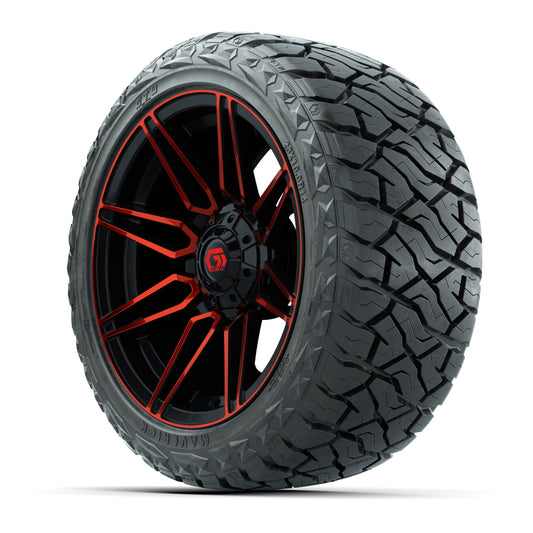 GTW Stealth Gloss Black/Red 14 in Wheels with 23x10.00-R14 M - 3/4 view