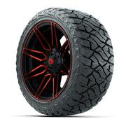 GTW Stealth Gloss Black/Red 14 in Wheels with 23x10.00-R14 M - 3/4 view