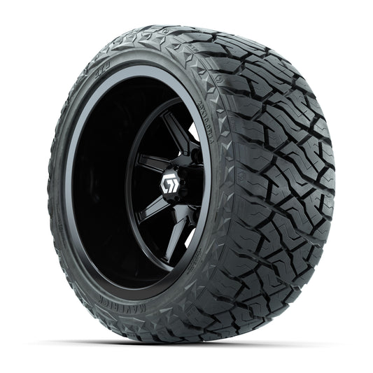 GTW Reaper Gloss Black 14 in Wheels with 23X10-R14 Maverick Steel Belted Radial All-Terrain Tires – Full Set