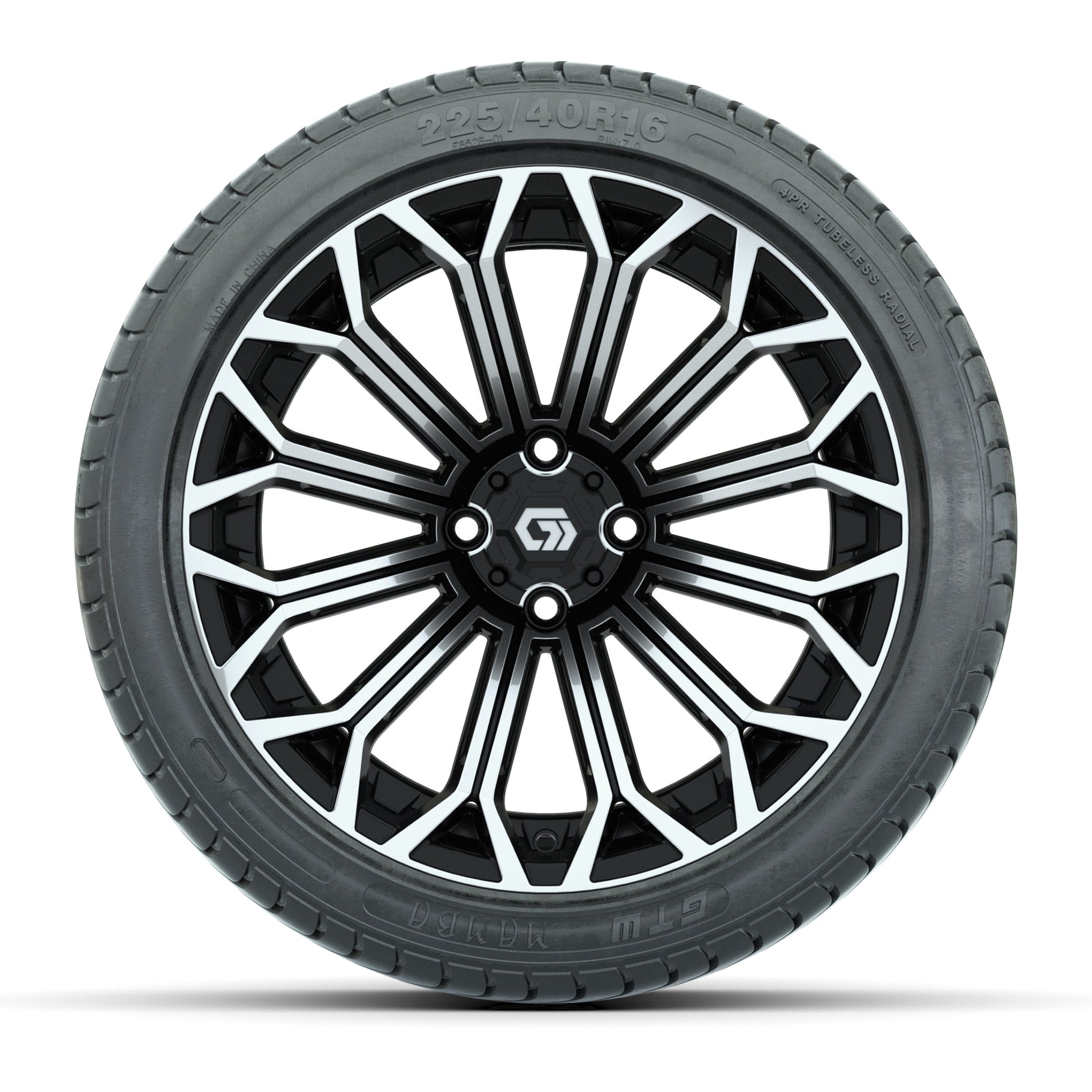 GTW Phantom Black/Machined 16 in Wheels with 225/40-R16 Mamba Street Tires – Full Set