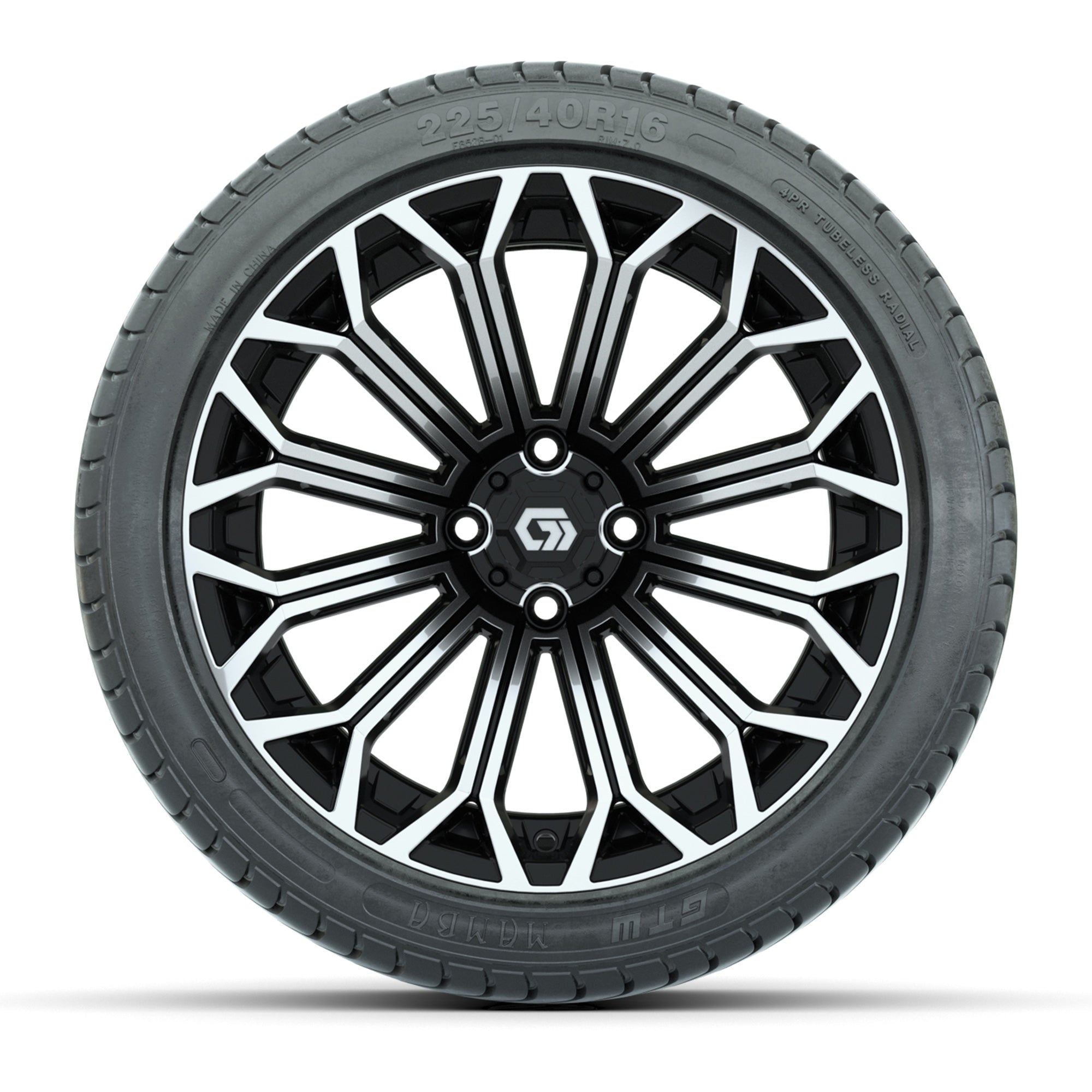 GTW Phantom Black/Machined 16 in Wheels with 225/40-R16 Mamba Street Tires – Full Set