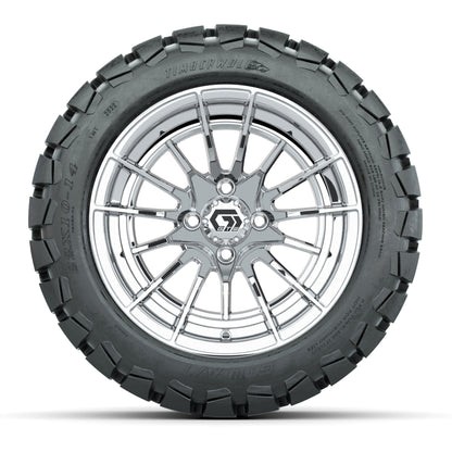 GTW® Boost Chrome 14 in Wheels with 22x10-14 Timberwolf All- - front view