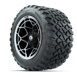 GTW® Nexus Black with Silver Face 12 in Wheels with 20X10-12 Nomad Steel Belt Radial All-Terrain Tires – Full Set