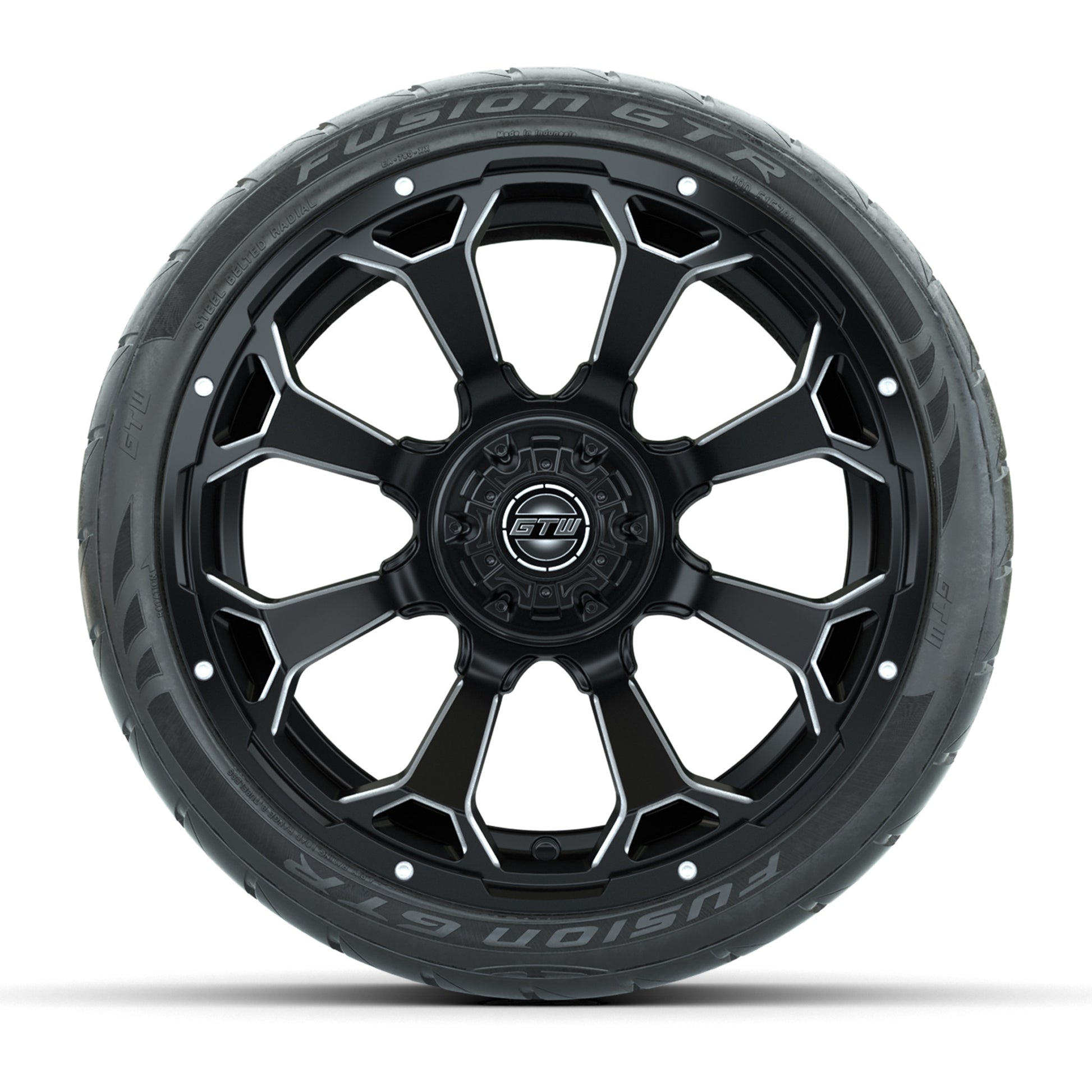 GTW Raven Matte Black/Ball Mill 15 in Wheels with 215/40-R15 - front view