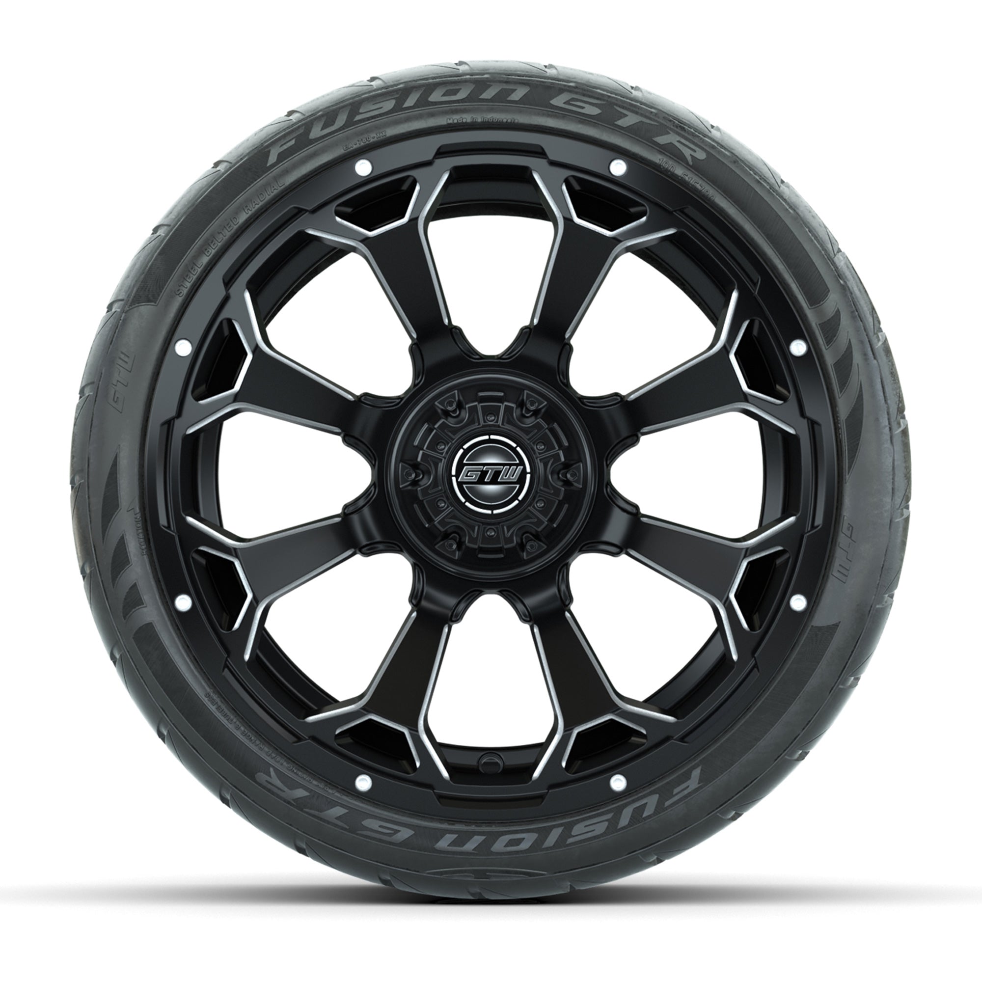 GTW Raven Matte Black/Ball Mill 15 in Wheels with 215/40-R15 - 3/4 view