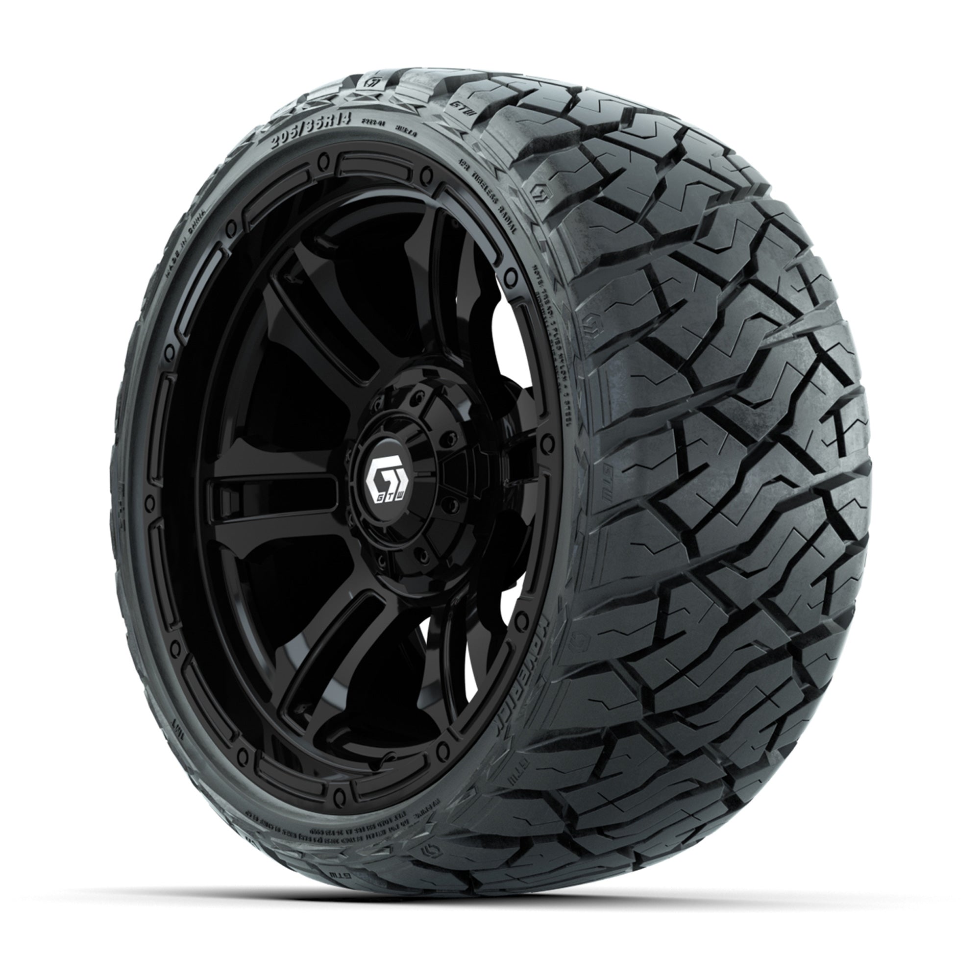 GTW Shogun Gloss Black 14 in Wheels with 205/35-R14 Maverick - 3/4 view