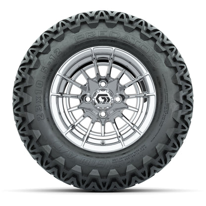 GTW® Boost Chrome 12 in Wheels with 23X10.5-12 Predator All-Terrain Tires – Full Set