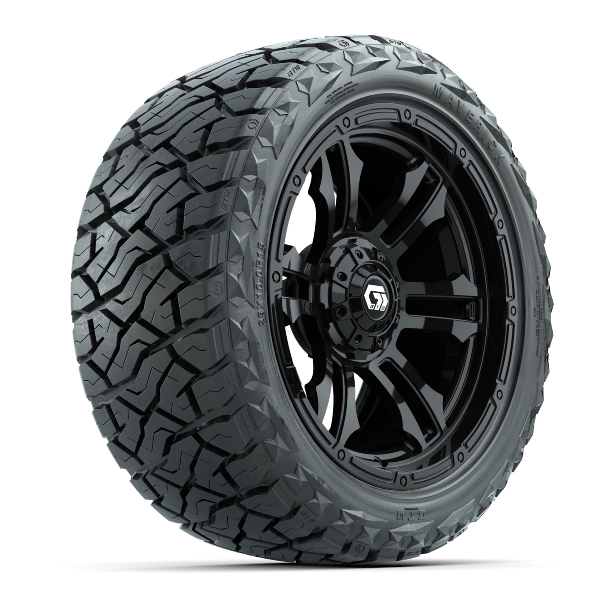GTW Shogun Gloss Black 15 in Wheels with 23x10.00-R15 Maverick All-Terrain Tires – Full Set