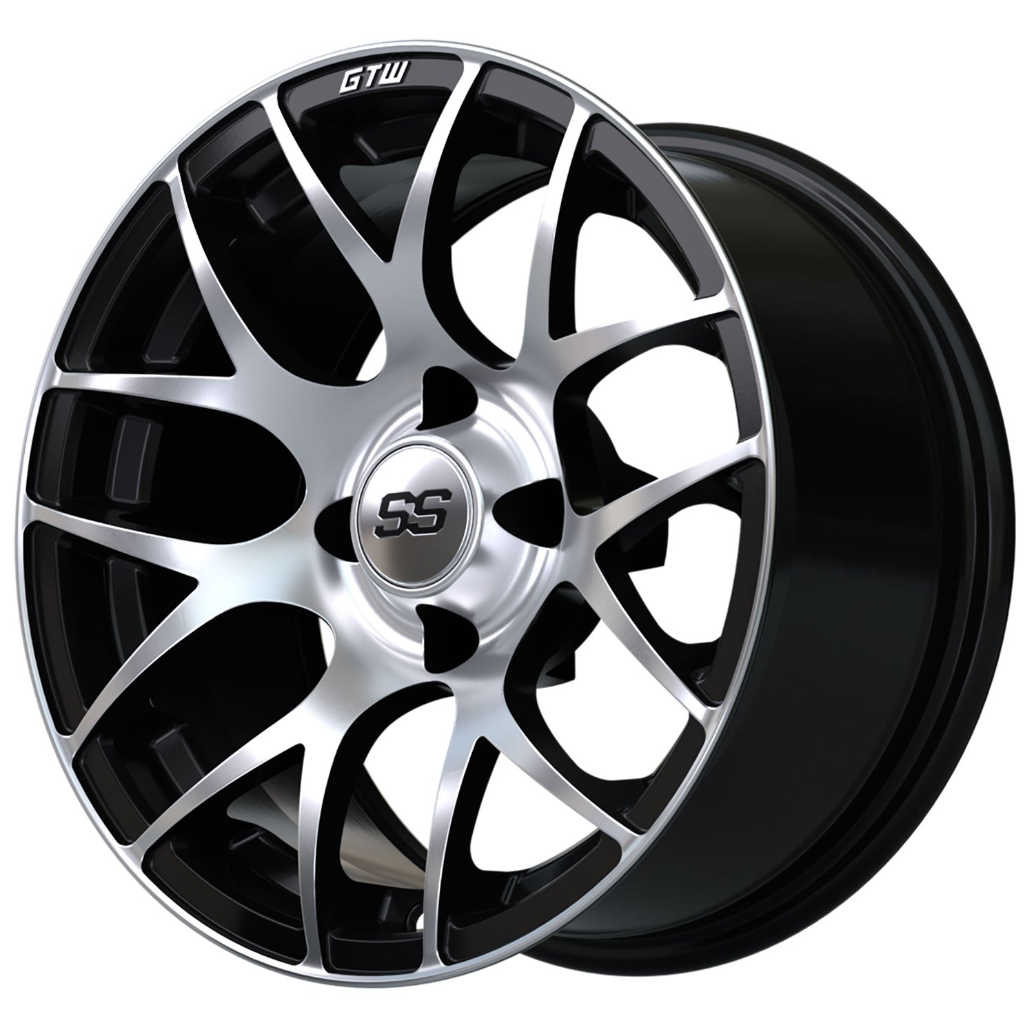 Pursuit 14 inch GTW golf cart wheel - Black / Silver