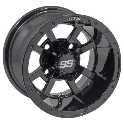 Storm Trooper 10 inch GTW golf cart wheel - Glossy Black