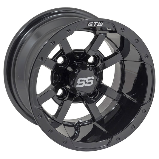Storm Trooper 10 inch GTW golf cart wheel - Glossy Black