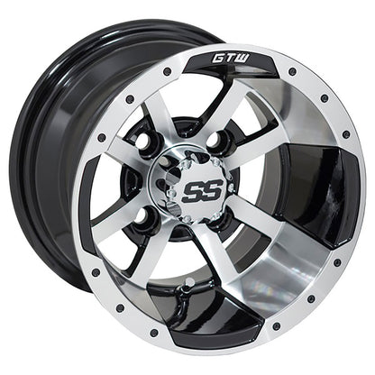 Storm Trooper 10 inch GTW golf cart wheel - Black / Silver