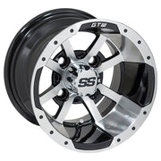 Storm Trooper 10 inch GTW golf cart wheel - Black / Silver