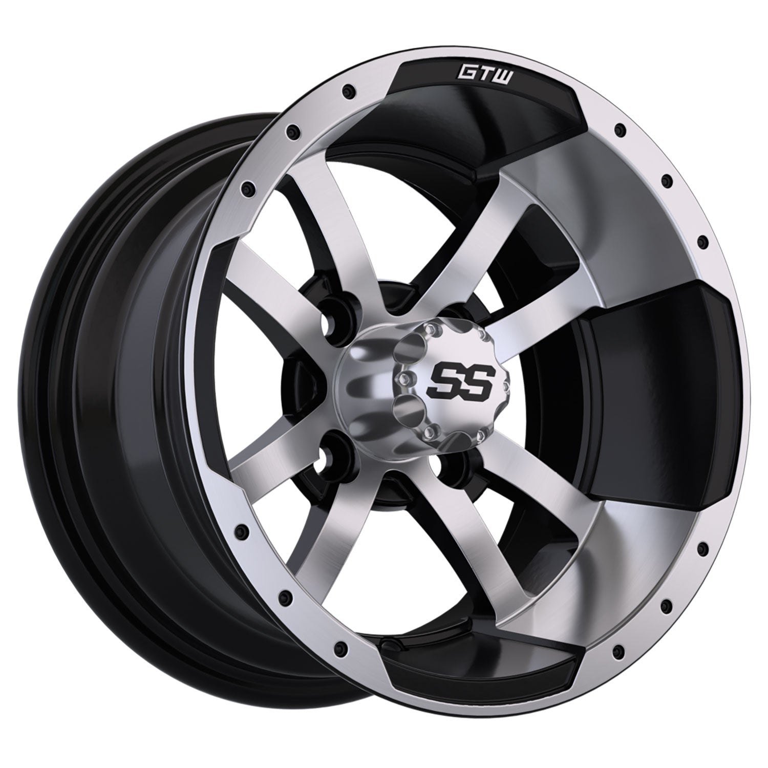 Storm Trooper 12 inch GTW golf cart wheel - Black / Silver