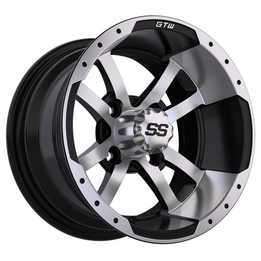 Storm Trooper 12 inch GTW golf cart wheel - Black / Silver