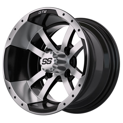 Storm Trooper 12 inch GTW golf cart wheel - Black / Silver