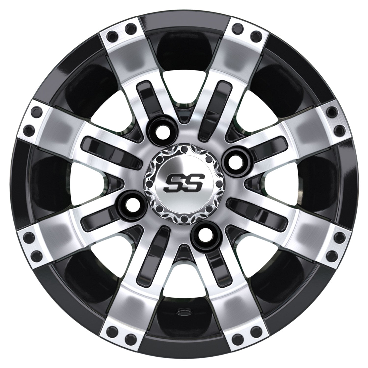 Tempest 10 inch GTW golf cart wheel - Black / Silver