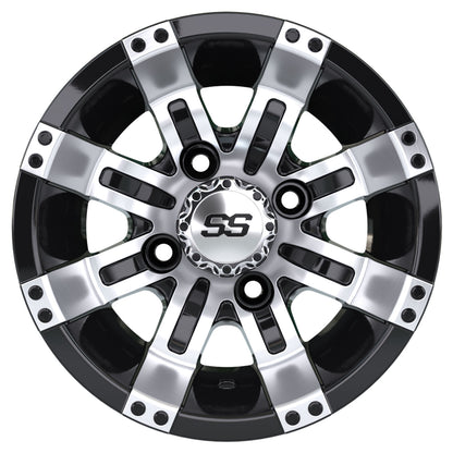 Tempest 10 inch GTW golf cart wheel - Black / Silver