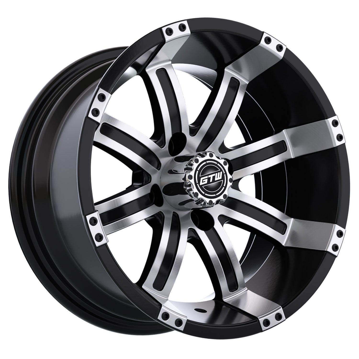 Tempest 12 inch GTW golf cart wheel - Black / Silver
