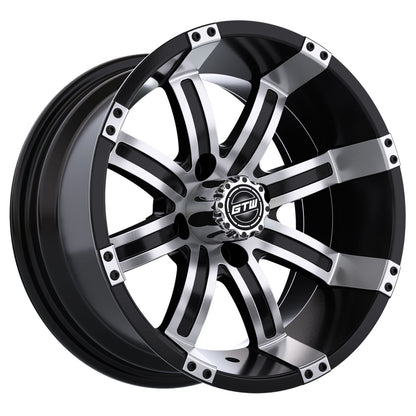 Tempest 12 inch GTW golf cart wheel - Black / Silver