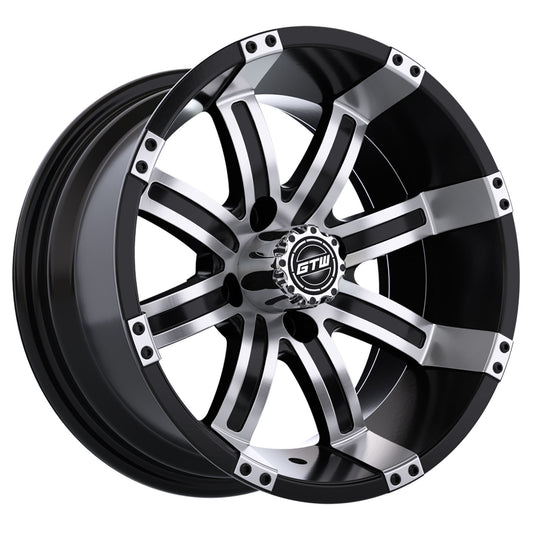 Tempest 12 inch GTW golf cart wheel - Black / Silver