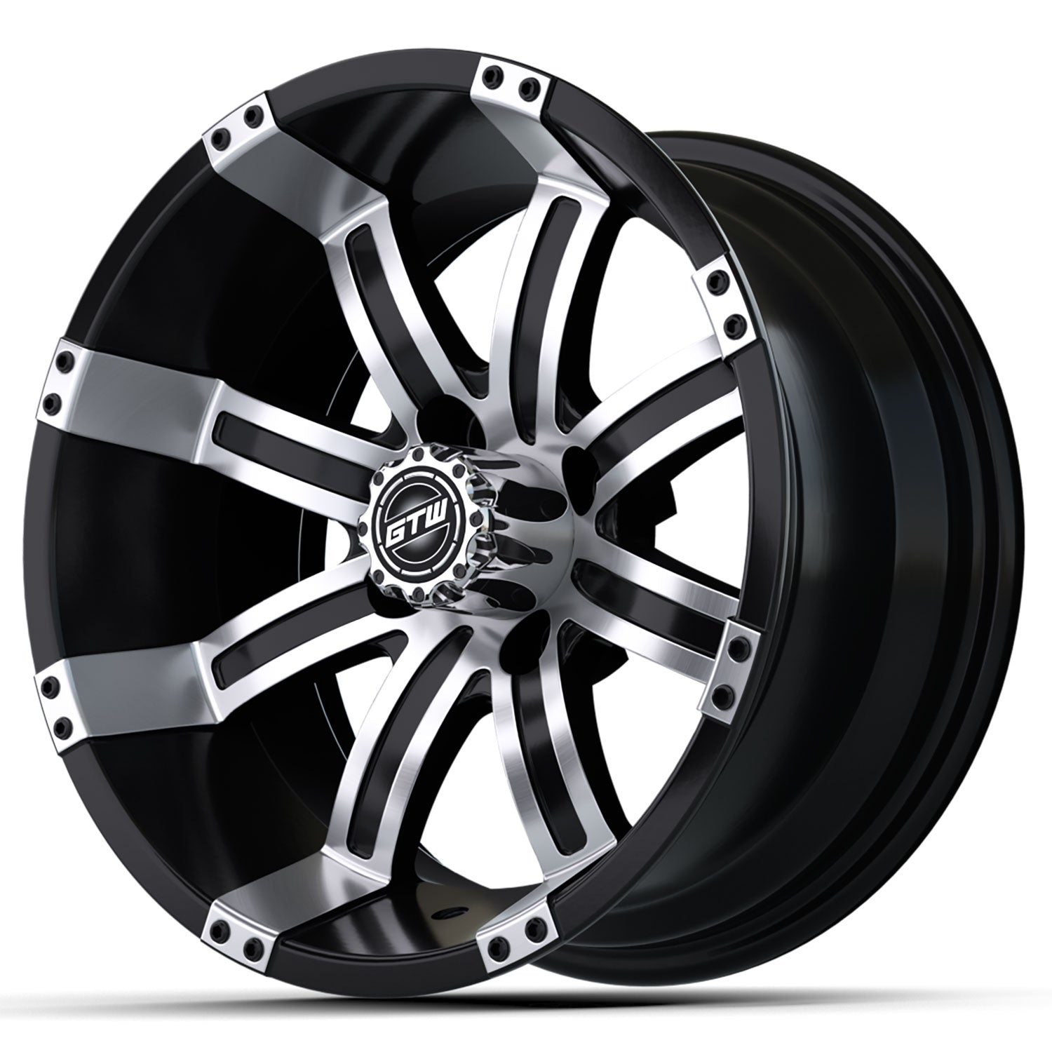 Tempest 12 inch GTW golf cart wheel - Black / Silver