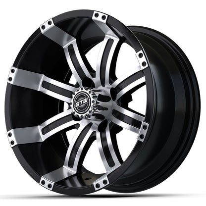 Tempest 12 inch GTW golf cart wheel - Black / Silver