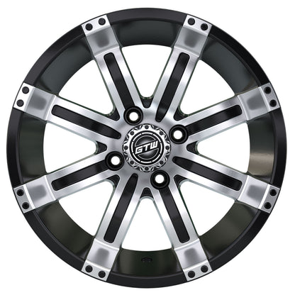 Tempest 12 inch GTW golf cart wheel - Black / Silver