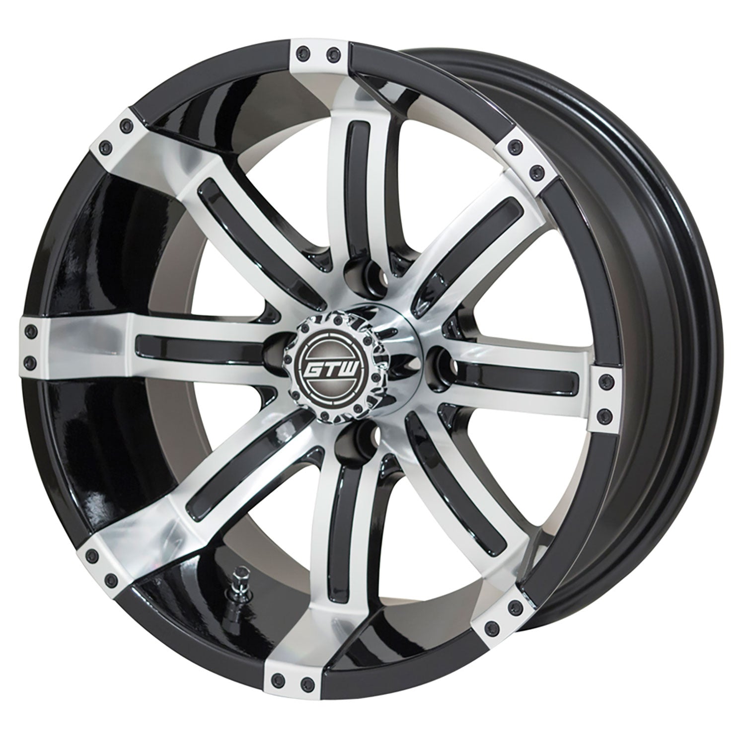Tempest 14 inch GTW golf cart wheel - Black / Silver