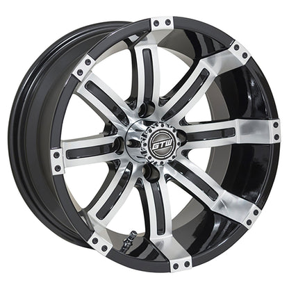 Tempest 14 inch GTW golf cart wheel - Black / Silver