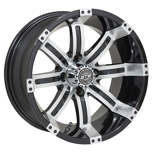 Tempest 14 inch GTW golf cart wheel - Black / Silver