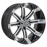 Tempest 14 inch GTW golf cart wheel - Black / Silver