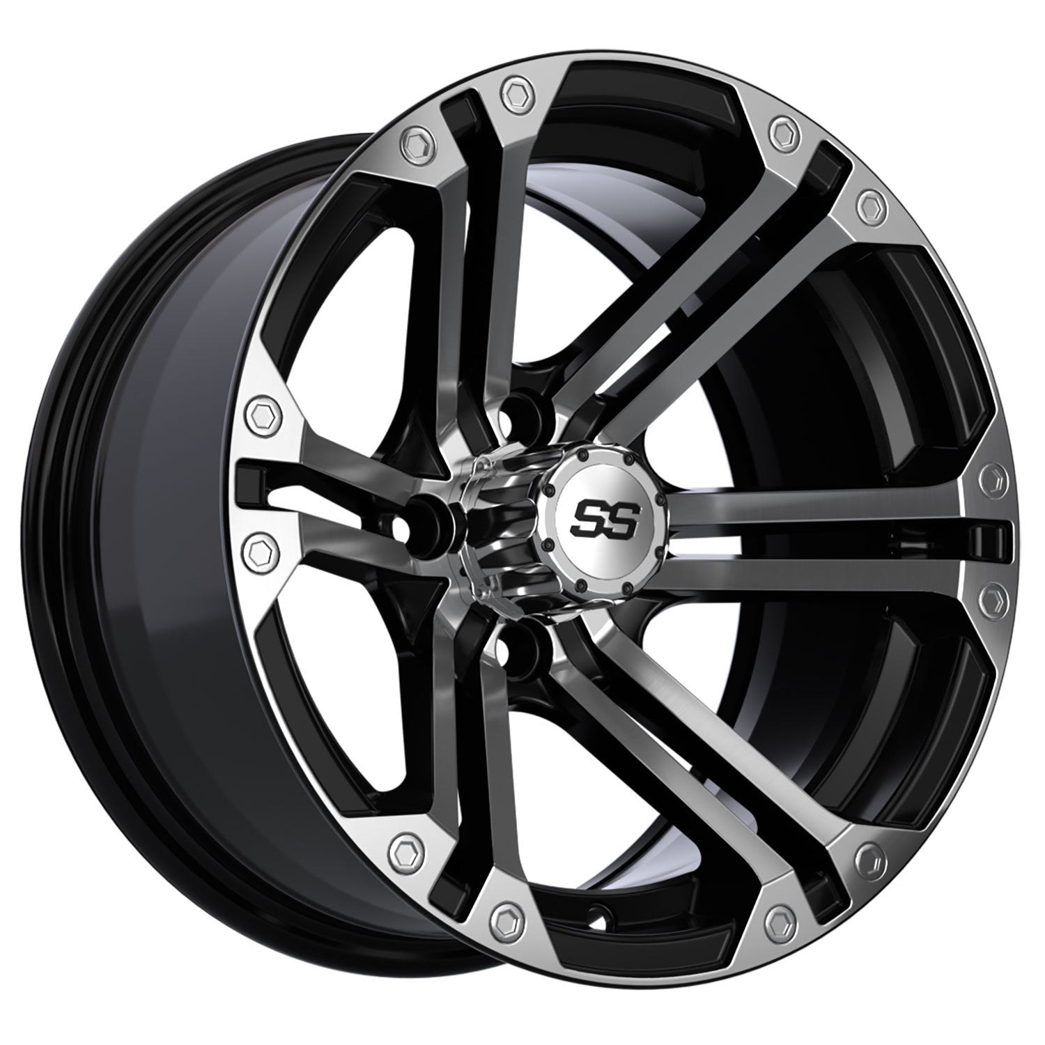 Specter 14 inch GTW golf cart wheel - Black / Silver