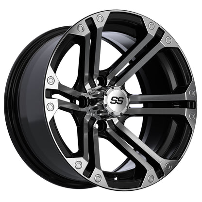 Specter 14 inch GTW golf cart wheel - Black / Silver