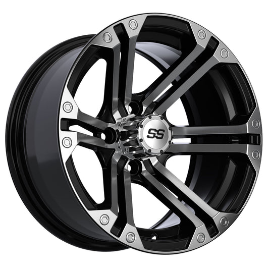 Specter 14 inch GTW golf cart wheel - Black / Silver