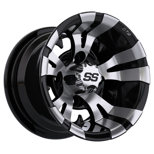 Vampire 10 inch GTW golf cart wheel - Black / Silver