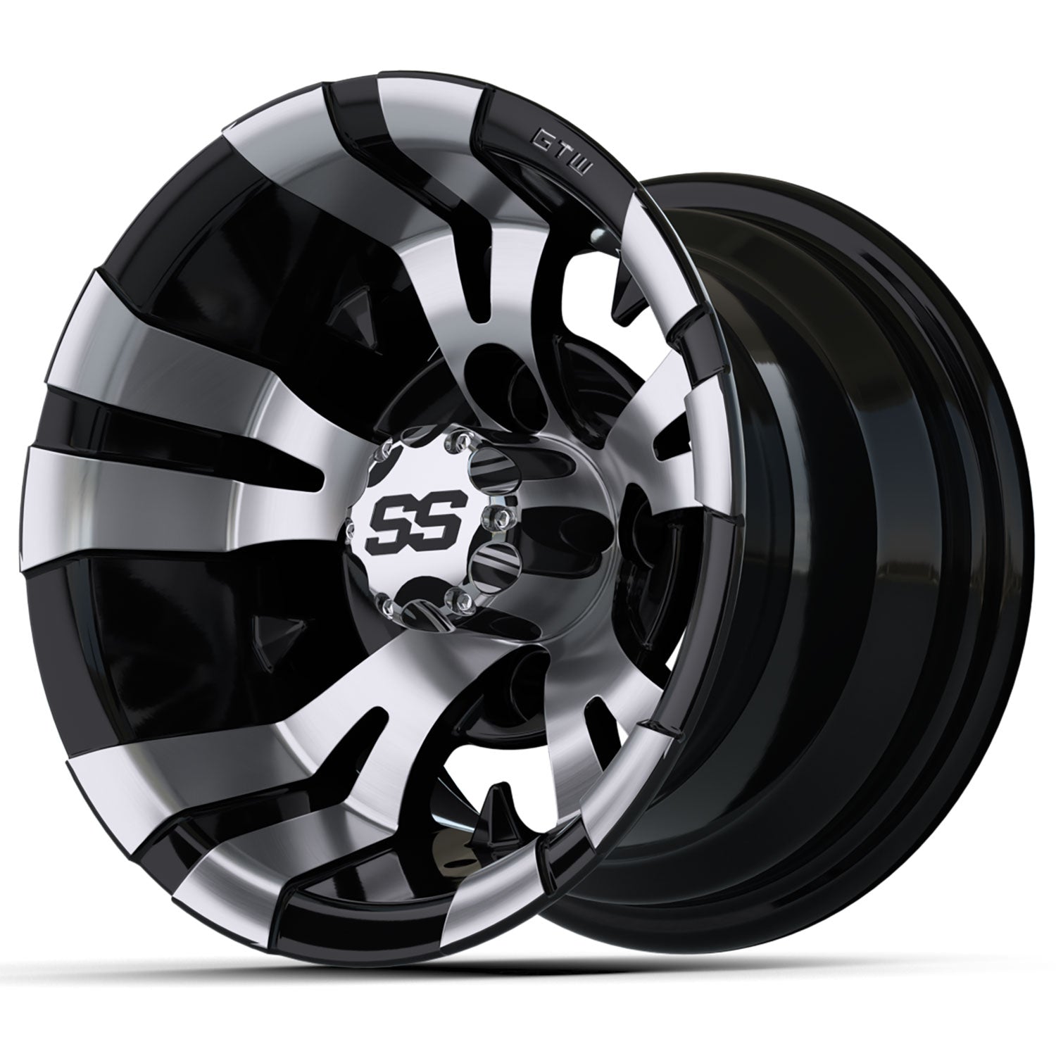 Vampire 10 inch GTW golf cart wheel - Black / Silver