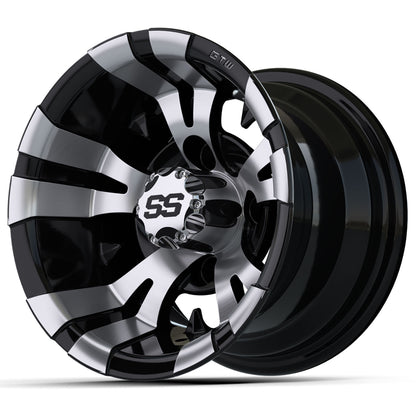 Vampire 10 inch GTW golf cart wheel - Black / Silver
