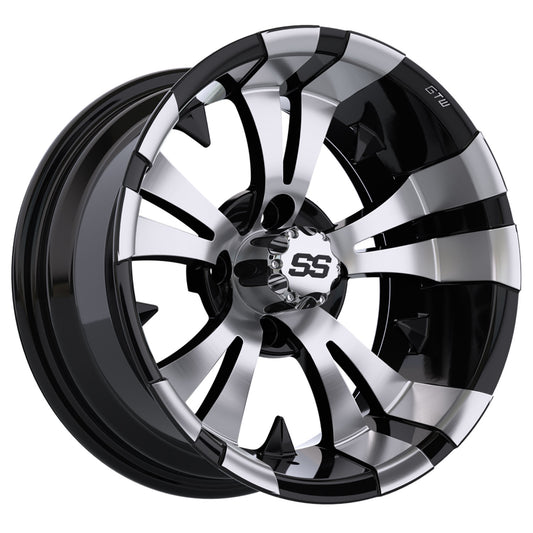 Vampire 14 inch GTW golf cart wheel - Black / Silver
