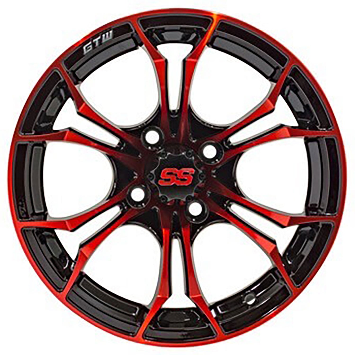 Spyder 12 inch GTW golf cart wheel - Black / Red