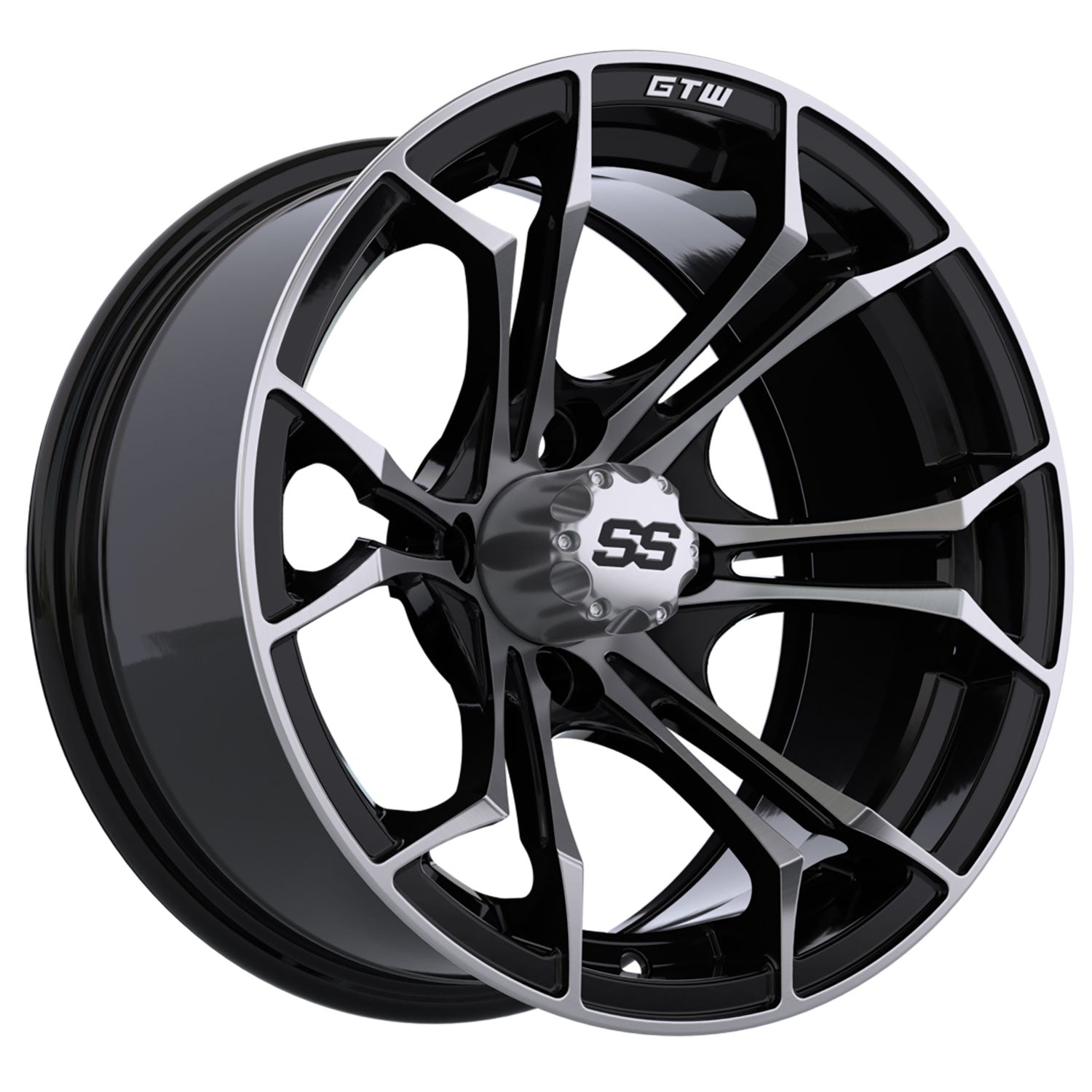 Spyder 15 inch GTW golf cart wheel - Black / Silver