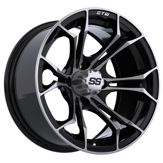 Spyder 15 inch GTW golf cart wheel - Black / Silver