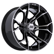 Spyder 15 inch GTW golf cart wheel - Black / Silver