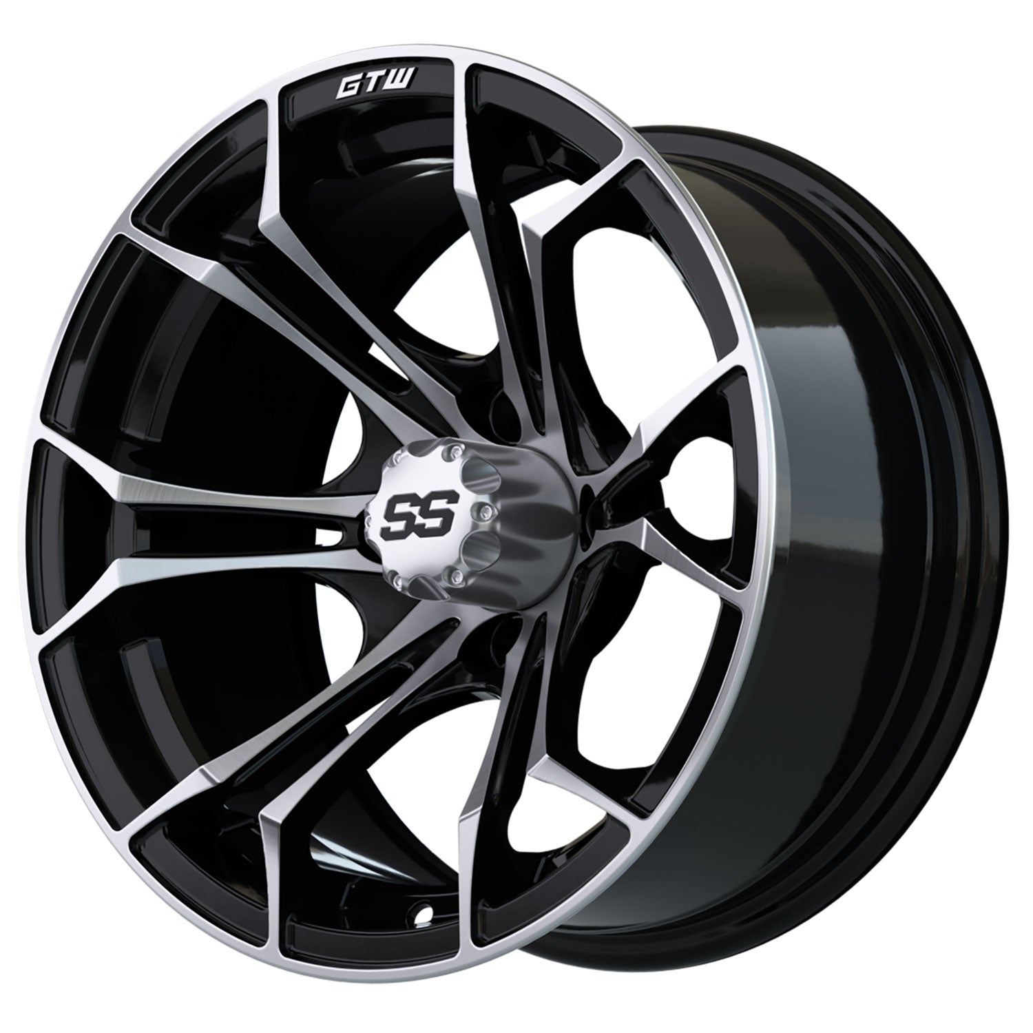 Spyder 14 inch GTW golf cart wheel - Black / Silver